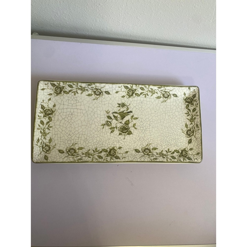 Cracker Barrel Stoneware Serving Tray Susan Winget Bird‎ Floral